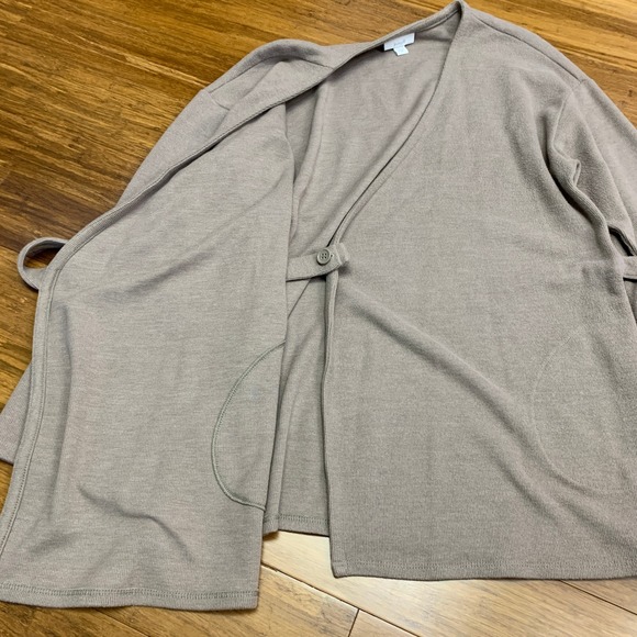 J.Jill Pure Jill Wrap Cardigan Womens Size XS Brown Knit Top Pockets Long Sleeve - Picture 3 of 8